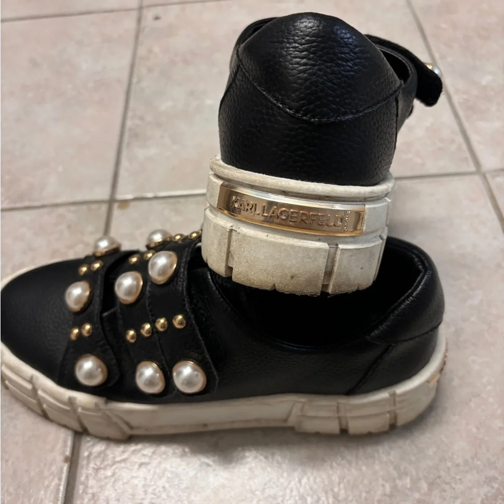 KarlLagerfeld Black Sneakers with Pearl and Gold Details - Picture 3 of 3
